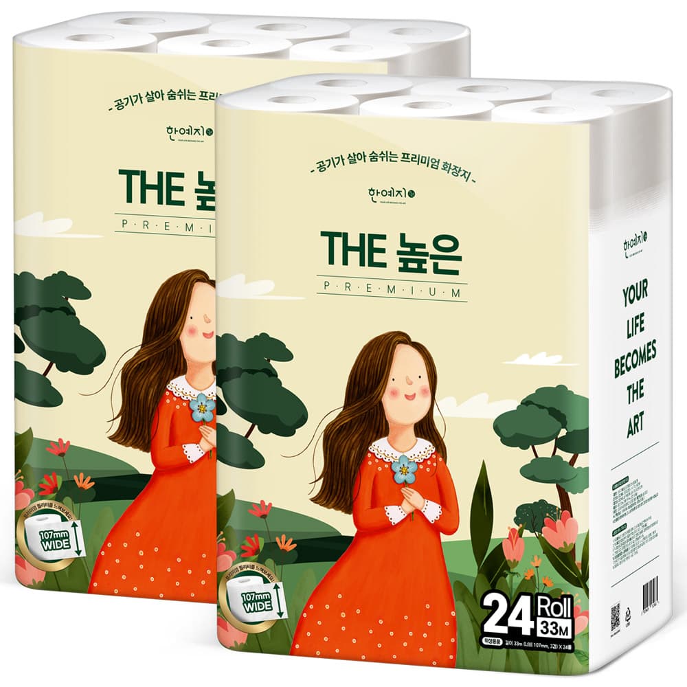한예지  THE 높은 화장지 33M 24롤 (2팩)