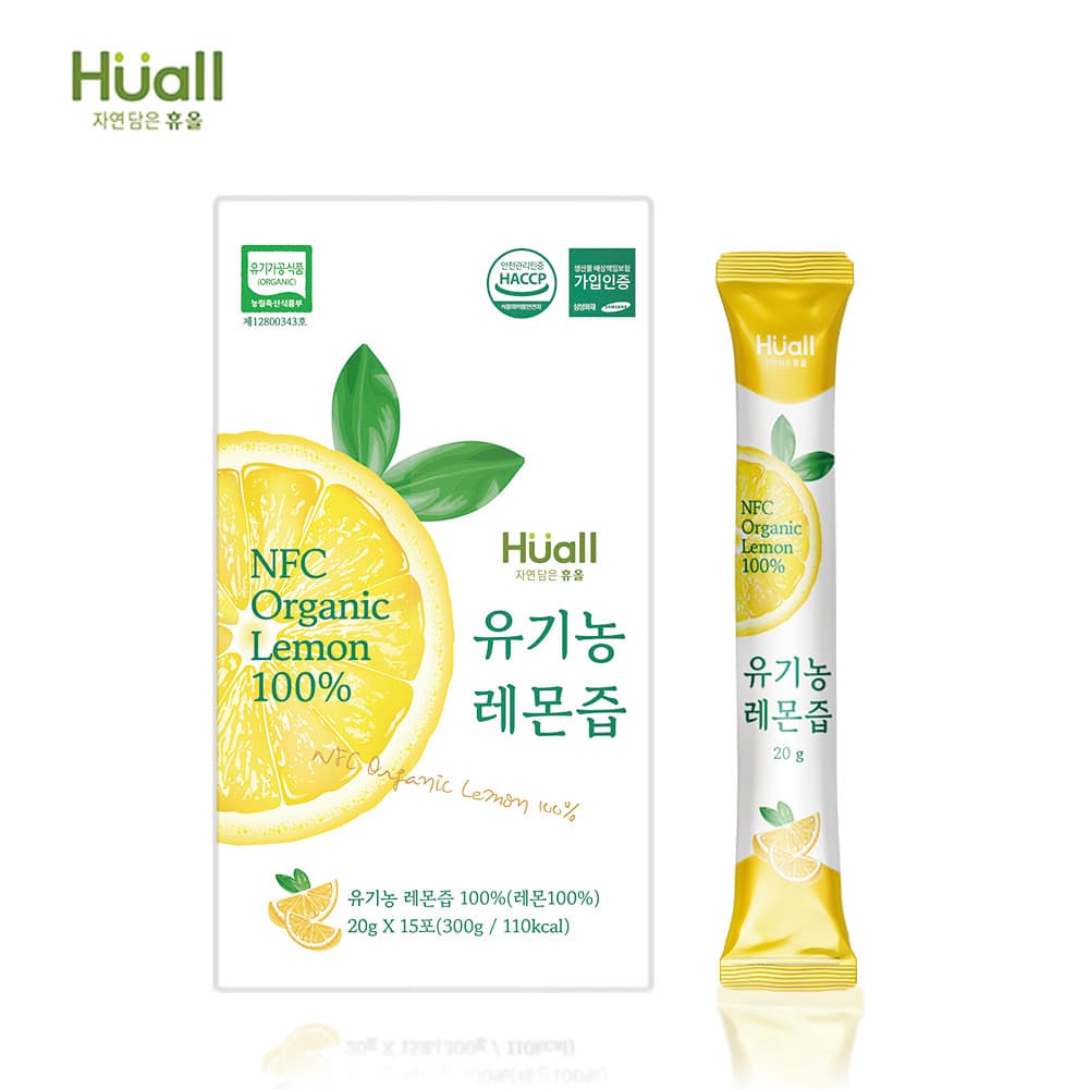 [1+1] 휴올 유기농 NFC 디톡스 100% 레몬즙 (20g x 15포 x 2개)