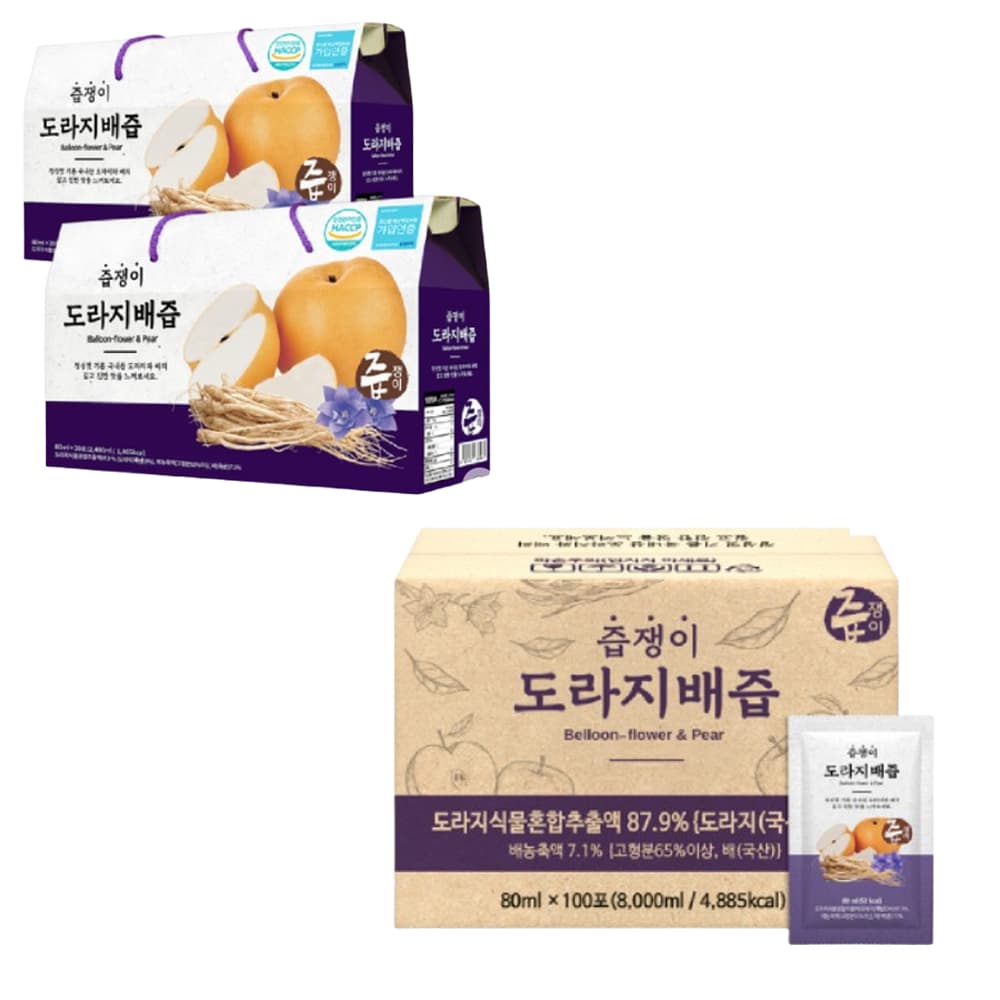 [국내산] 도라지 배즙 80ml 60포 / 100포