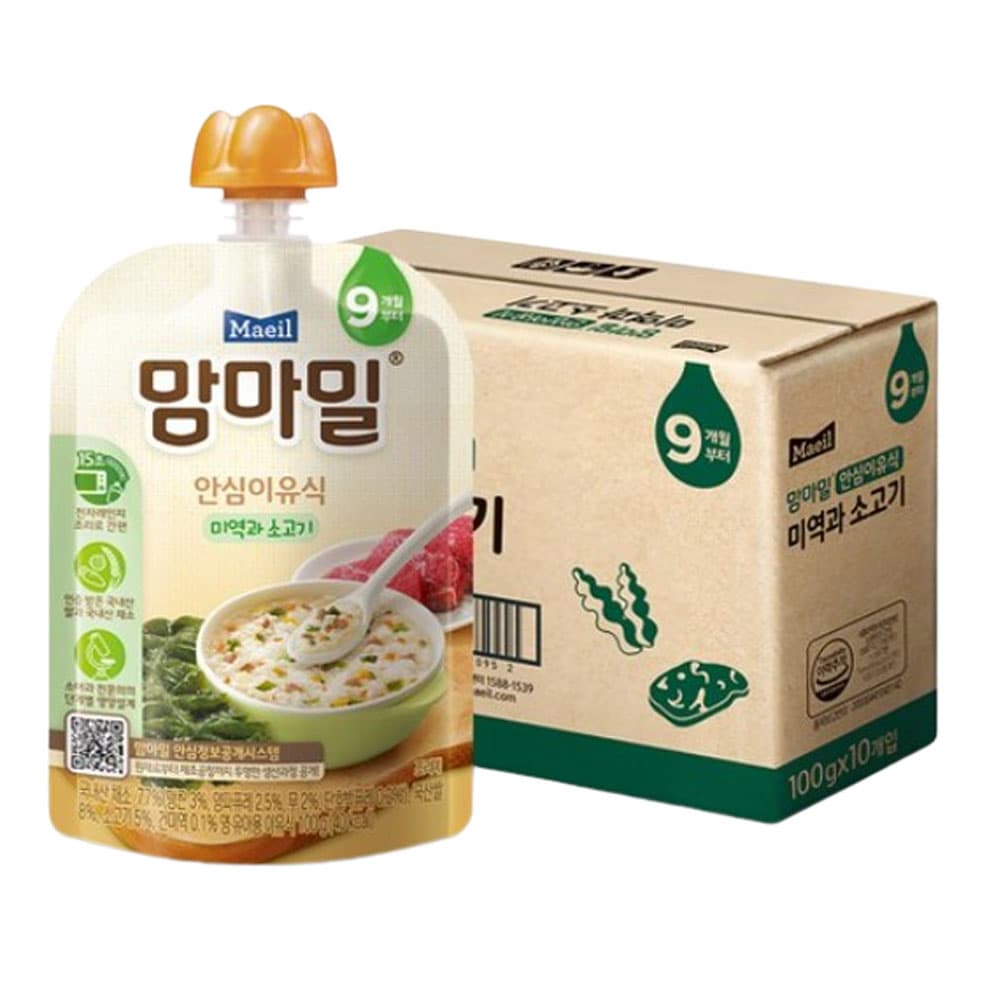 [맘마밀] 9개월 안심 이유식 100g 미역소고기 10입
