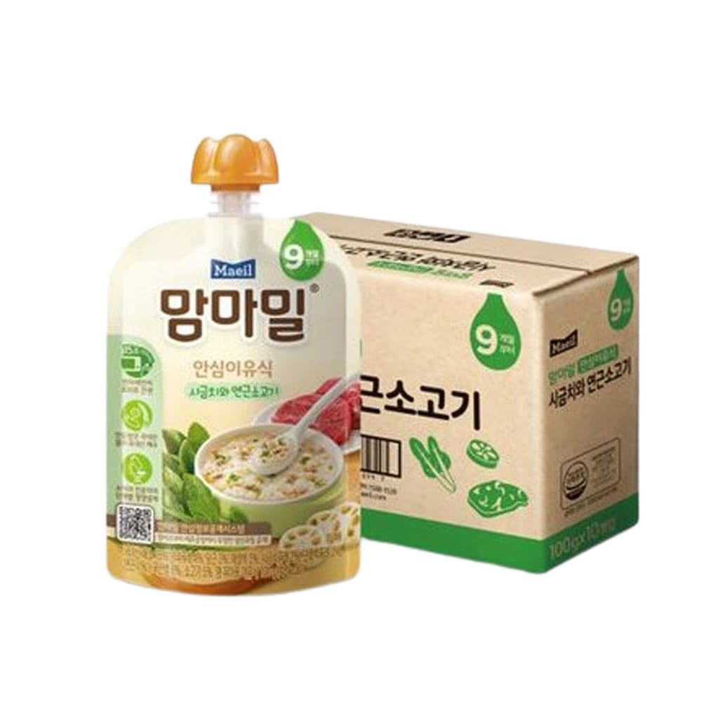 [맘마밀] 9개월 안심 이유식 100g 시금치연근소고기 10입