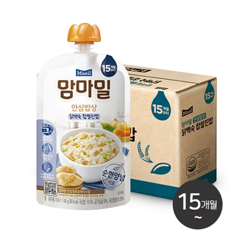 [맘마밀] 안심밥상 15개월 안심 이유식 100g 닭백숙찹쌀 10입