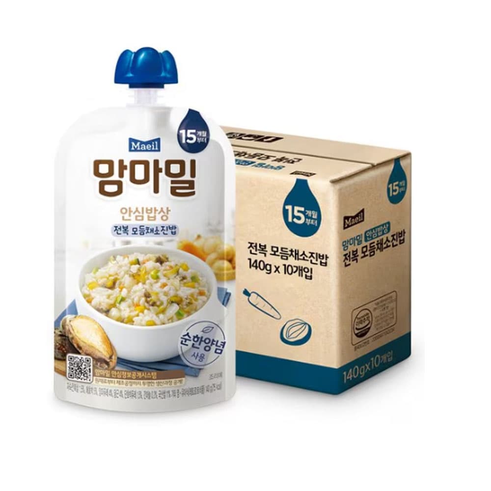 [맘마밀] 안심밥상 15개월 안심 이유식 100g 전복모듬채소 10입