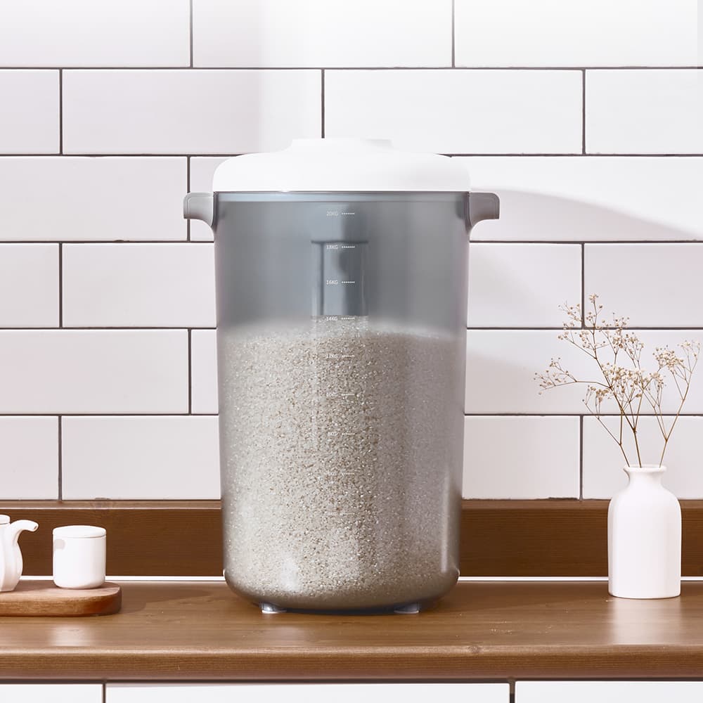 보만 대용량 원터치 무선 진공 쌀 보관 통 20kg 밀폐용기 분리세척가능 이동용바퀴 VR2210W