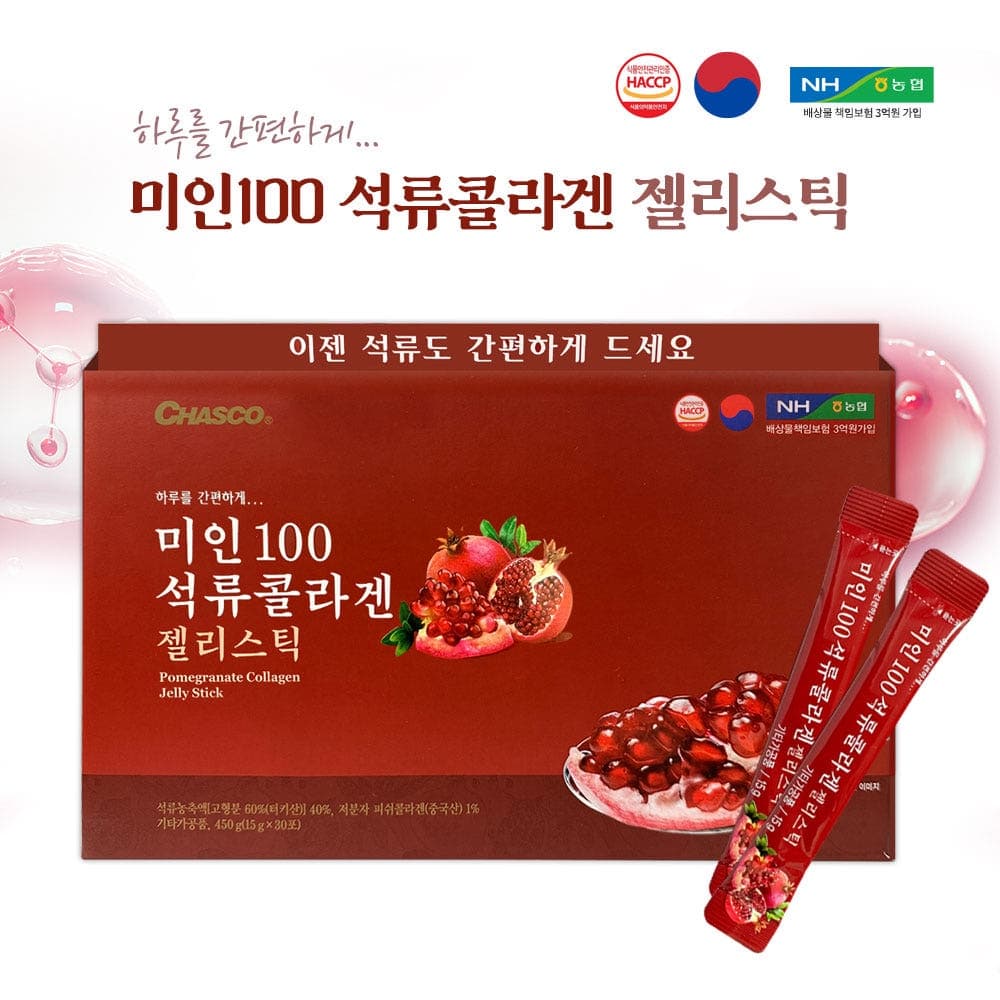 [차스코] 미인 100 석류콜라겐 젤리스틱 15gX30포