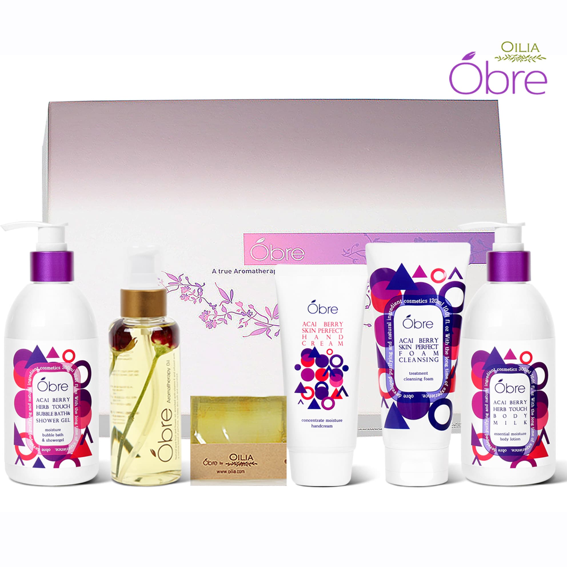 [오일리아] 오브레아사이베리 바디 6종_샤워젤300ml, 바디로션300ml, 바디오일140ml, 폼클린징120ml, 핸드크림80ml, 수제비누90g