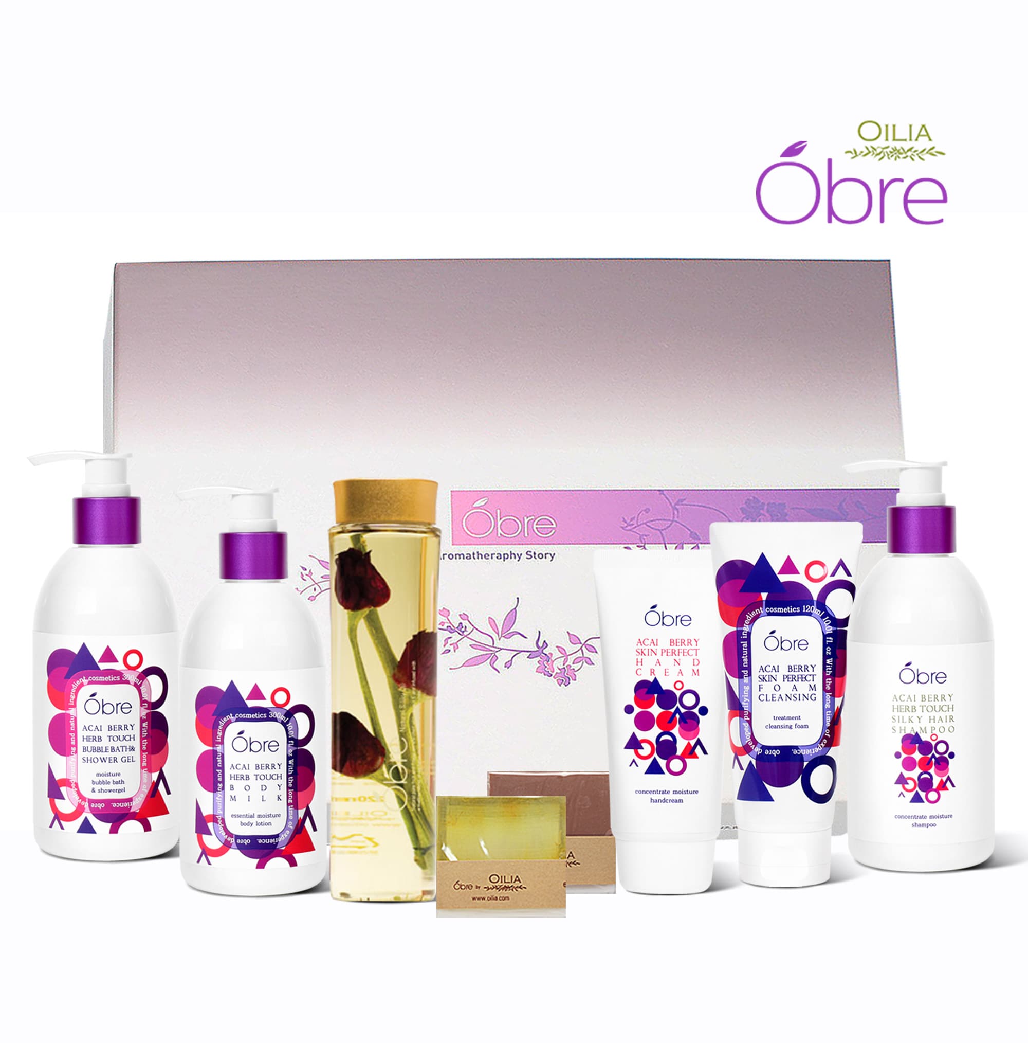 [오일리아] 오브레아사이베리 프리미엄 바디 8종_샤워젤300ml, 바디로션300ml, 샴푸300ml, 바디오일140ml, 핸드크림80ml, 폼클린징120ml, 비누90g*2ea
