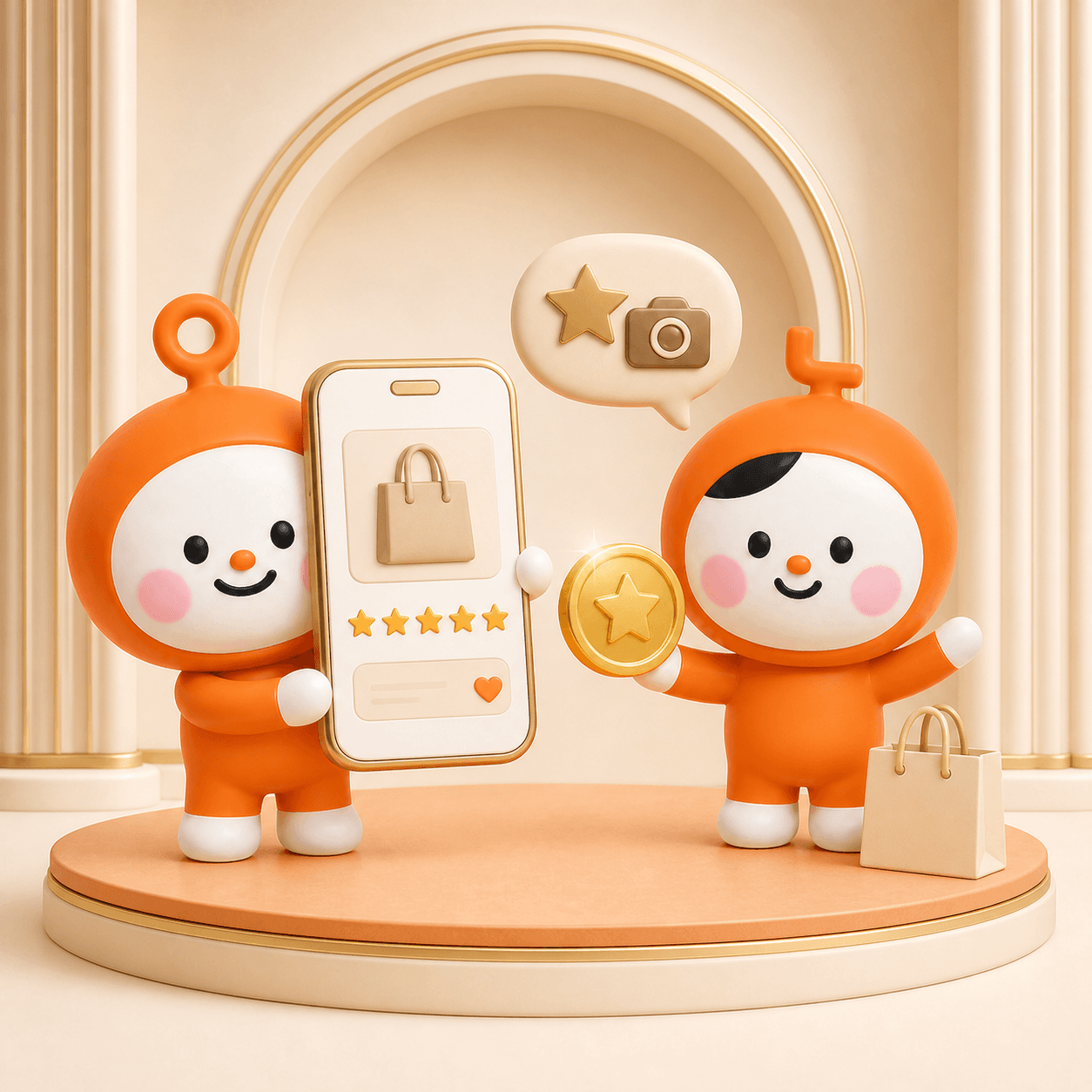 상품 리뷰를 작성하고 포인트를 받는 온누리핫딜 캐릭터