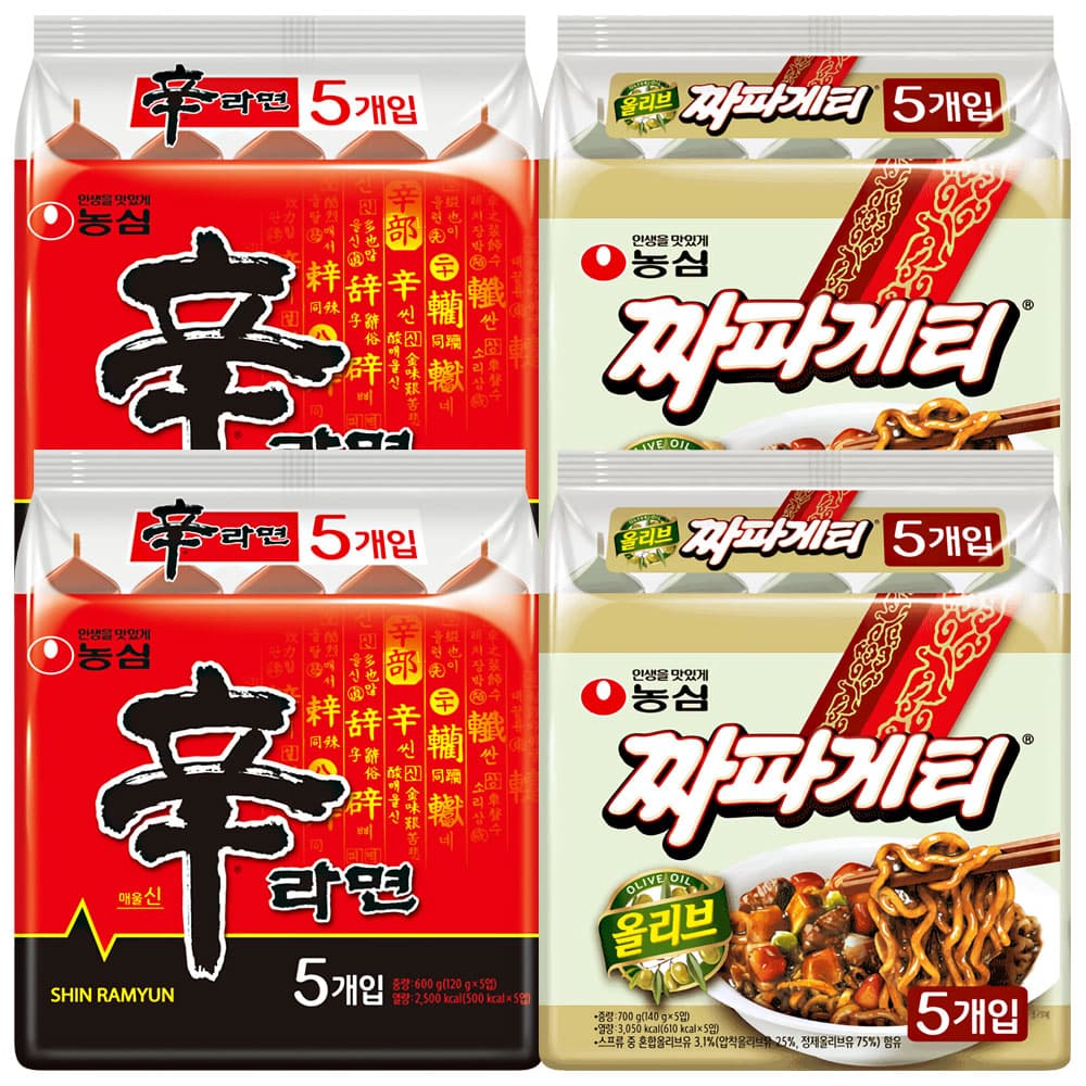 봉지) 신라면 10개 + 짜파게티 10개